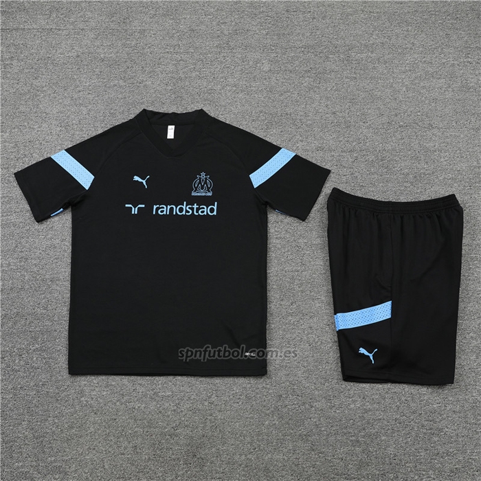 Chandal del Olympique Marsella Manga Corta 2022-2023 Negro - Pantalon Corto